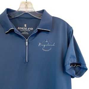 Kingsland Naina Polo Shirt Equestrian Blue Women XL 1/2 Zip Riding Glitter‎ Yarn